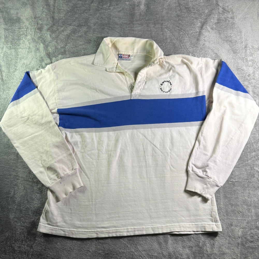VTG Rugged Wear Esquire Man At His Best Rugby Shirt Mens XL Striped Made in USA